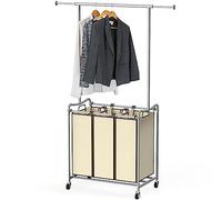 DecoBros Chariot à linge robuste 3 sacs avec barre de suspension
