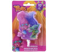 DECOCINO Bougie à gâteau Trolls Poppy & Branch - Hauteur : Environ 7 cm - Bougie en Cire pour décorer gâteaux, Muffins et tartes - Décoration d'anniversaire