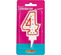 DECOCINO Bougies numérotées « 4 » pour gâteau d'anniversaire et gâteau d'anniversaire