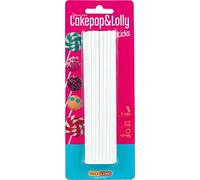 Decocino Cake Pop & Lolly Sticks - Lot de 24 bâtonnets réutilisables en plastique de qualité alimentaire pour sucettes et gâteaux 15 cm