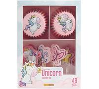 DECOCINO Lot de 48 moules à muffins Unicorn - 24 moules à cupcakes de 5 cm de diamètre et 24 décorations à muffins en papier - Décoration idéale pour les anniversaires d'enfants et les fêtes à thème