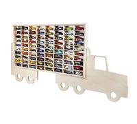 DECOCRAFT Vitrine compatible avec camion Hot Wheels - Étagère de rangement pour jouets avec 80 emplacements - Boîte de rangement en bois robuste - Design moderne