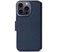 DECODED Coque en Cuir - pour iPhone 14 Pro - Testé par Apple - Detachable Wallet - Portefeuille Étui de Protection pour Téléphone Portable - Bleu Marine