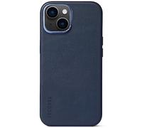 DECODED Coque en Cuir - pour iPhone 14 - Testé par Apple - Anti-Bactérien - Étui de Protection pour Téléphone Portable - Bleu foncé