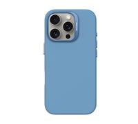 DECODED Coque en Silicone pour iPhone 16 Pro, Finition Soft-Touch Premium, Revêtement Antibactérien, Compatible MagSafe, Protection Antichute, Résistante aux Rayures, Boutons Métalliques, Bleu
