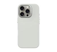 DECODED Coque en Silicone pour iPhone 16 Pro, Finition Soft-Touch Premium, Revêtement Antibactérien, Compatible MagSafe, Protection Antichute, Résistante aux Rayures, Boutons Métalliques, Gris