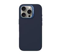 DECODED Coque en Silicone pour iPhone 16 Pro, Finition Soft-Touch Premium, Revêtement Antibactérien, Compatible MagSafe, Protection Antichute, Résistante aux Rayures, Boutons Métalliques, Bleu Fonce