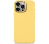 DECODED Coque en Silicone pour iPhone 16 Pro Max, Finition Soft-Touch Premium, Revêtement Antibactérien, Compatible MagSafe, Protection Antichute, Résistante aux Rayures, Boutons Métalliques, Jaune