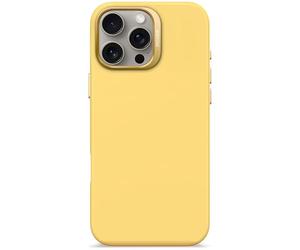 DECODED Coque en Silicone pour iPhone 16 Pro Max, Finition Soft-Touch Premium, Revêtement Antibactérien, Compatible MagSafe, Protection Antichute, Résistante aux Rayures, Boutons Métalliques, Jaune