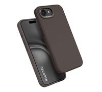 DECODED Coque en silicone pour iPhone 16e, toucher doux, revêtement antibactérien, compatible MagSafe, protection contre les chutes et les chocs, boutons métalliques, prise en main solide, gris