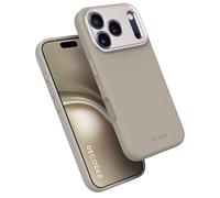 DECODED Coque en Silicone pour iPhone 17 Pro Max, Toucher Doux Premium, Revêtement Antibactérien, Compatible MagSafe, Protection Contre Les Chutes, Résistant aux Rayures, Boutons Métalliques, Marron