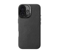 Coque pour iPhone 16 Antichocs en Cuir Compatible MagSafe Noir