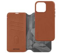 DECODED Housse amovible 2 en 1 pour Apple iPhone 15 Pro - Cuir européen de haute qualité - Porte-carte - Housse en cuir - Compatible MagSafe - Tan Braun