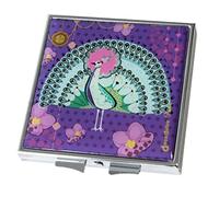 Decodelire M24 Paon Miroir de Poche Verre/Métal Violet/Vert 6 x 6 x 1 cm
