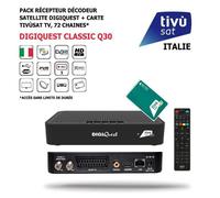 Décodeur Satellite - Digiquest - Classic Q30 - Carte Tivùsat - 72 Chaînes Italiennes - HD