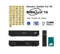 Décodeur Satellite Full HD - DIGIQUEST - Ti9 - Carte Tivùsat HD - Activation Incluse - Programmes Gratuits