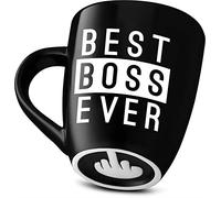 Decodyne Tasse à café amusante, avec doigt d'honneur sur le fond - Cadeaux drôles - Mug fantaisie 414 ml (Best Boss)