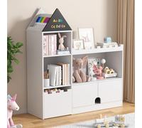 Decofy Organisateur de rangement de jouets, bibliothèque château en bois pour enfants, bibliothèque pour enfants 6 cubby, étagère Montessori pour chambre d'enfant, salle de jeux, salon [Taille : 100