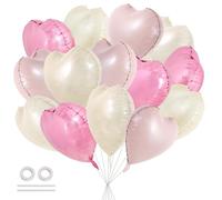 DecoGlee Lot de 30 ballons coeurs 45,7 cm - Rose pastel, crème, blanc, rose - Décoration Saint-Valentin, mariage, fête prénuptiale, anniversaire mariage