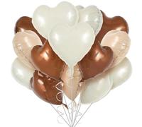 DecoGlee Lot de 30 ballons en aluminium blanc crème en forme de cœur pour Thanksgiving, anniversaire, Saint-Valentin, mariage, fête prénuptiale, anniversaire de mariage, fiançailles - 45,7 cm