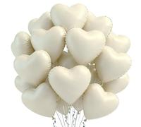 DecoGlee Lot de 30 ballons en forme de cœur blanc crème de 45,7 cm en Mylar pour décoration d'anniversaire, Saint-Valentin, mariage, fête prénuptiale, anniversaire de mariage, fiançailles