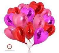 DecoGlee Lot de 30 ballons en forme de cœur rose rouge de 45,7 cm pour la Saint-Valentin, un mariage, une fête prénuptiale, un anniversaire de mariage, des fiançailles