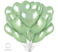 DecoGlee Lot de 30 ballons vert olive en forme de cœur en mylar pour décoration d'anniversaire, Saint-Valentin, mariage, fête prénuptiale, anniversaire de mariage, fiançailles - 45,7 cm