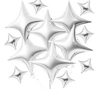 DecoGlee Lot de 30 grands ballons en forme d'étoiles argentées à quatre pointes pour anniversaire, mariage, fête prénatale, anniversaire de mariage, fiançailles - 66 cm et 25,4 cm