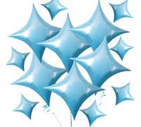 DecoGlee Lot de 30 grands ballons en forme d'étoiles bleues à quatre pointes en mylar pour anniversaire, mariage, fête prénatale, anniversaire de mariage, fiançailles - 66 cm et 25,4 cm