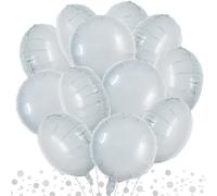 DecoGlee Lot de 30 grands ballons ronds à l'hélium en mylar pour anniversaire, mariage, fête prénatale, anniversaire de mariage, fiançailles, décoration de fête - Blanc - 45,7 cm