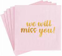 DecoGlee Lot de 50 serviettes de table « We Will Miss You » - Décorations de fête d'adieu pour les collègues, la retraite, l'obtention d'un diplôme, la bonne chance militaire et les déménagements