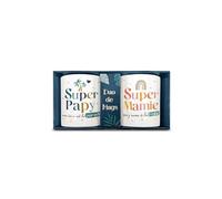 DECOHO - Coffret Duo Mugs Papy Mamie - Set de 2 mugs en céramique blanche - Messages affectueux imprimés en France - 33 cl, compatible mi - Blanc