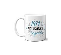 DECOHO - Mug anniversaire 1974 Naissance d'une Légende - Mug céramique blanc - Finition brillante, design ergonomique - 33 cl, compatible - Blanc