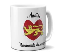 DECOHO - Mug en céramique blanc personnalisé avec Texte | Normandie - 33 cl, Céramique - Imprimé en France - Blanc