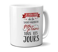 DECOHO Mug en céramique Je m'en fous de la Saint Valentin, 33 cl