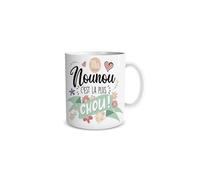 DECOHO - Mug en céramique Ma nounou c'est la plus chou - 33 cl, Céramique - Imprimé en France - Blanc