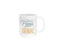DECOHO - Mug en céramique Merci Papa d'être aussi génial - 33 cl, Céramique - Imprimé en France - Blanc