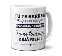 DECOHO Mug Humour Départ Collègue - Cadeau départ à la Retraite rigolo - Tu te barres mais Tu ne foutais pas grand chose