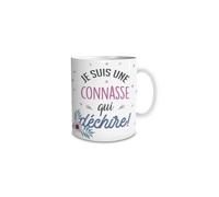 DECOHO - Mug humour "Je suis une connasse qui déchire" - 33 cl, céramique - Imprimé en France - Blanc