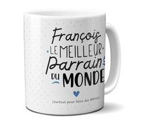 DECOHO - mugs et tasses à café : Mug personnalisable en céramique - Meilleur Parrain du Monde - 33 cl, Céramique - Imprimé en France - Blanc