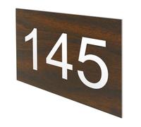 DECOHO - Numéro boîte aux Lettres Personnalisable - Plaque Plastique 1,6 mm Effet Bois foncé - Chiffres Blancs - Format Rectangle 50x35 m