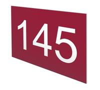 DECOHO - Numéro boîte aux Lettres Personnalisable - Plaque Plastique résistante Bordeaux Chiffres Blancs - Format Rectangle 50x35 mm adhé - Bordeaux