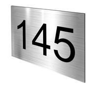 DECOHO - Numéro boîte aux Lettres Personnalisable Rectangle Grand Format - Plastique 1,6 mm Argent Chiffres Noirs - 100x70 mm adhésif 3M - Argent