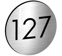 DECOHO - Numéro boîte aux Lettres Personnalisable Rond 40 mm - argenté, Chiffres Noirs - adhésif 3M, résistant UV et intempéries - Argent