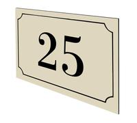 DECOHO - Numéro de boîte aux Lettres personnalisé Gravure Laser - Plaque PVC Beige Chiffres Noirs - 12x8 cm, adhésif 3M, Usage intérieur - Beige