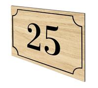 DECOHO - Numéro de boîte aux Lettres personnalisé Gravure Laser - Plaque PVC Effet Bois Clair - Chiffres Noirs, 12x8 cm, adhésif 3M, usag - Marron