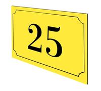 DECOHO - Numéro de boîte aux Lettres personnalisé Gravure Laser - Plaque PVC résistante Jaune Chiffres Noirs - Format 12x8 cm, adhésif 3M - Jaune