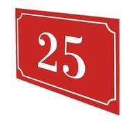 DECOHO - Numéro de boîte aux Lettres personnalisé Gravure Laser - Plaque PVC Rouge Chiffres Blancs - 12x8 cm adhésif 3M, Usage intérieur - Rouge