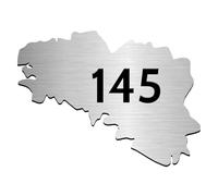 DECOHO - Numéro Fantaisie Personnalisable pour Boite aux Lettres Couleur Argent Chiffres Noirs - Modèle région Bretagne - Argent