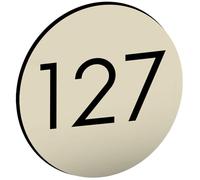 DECOHO - Numéro pour Boite aux Lettres Personnalisable Format Rond diamètre 40 mm Couleur Beige Chiffres Noirs - Beige